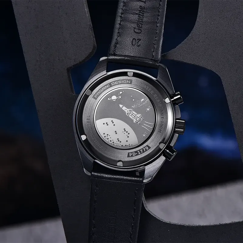 Pagani Design PD-1779 Chronograph Black Dial Leather Men's Watch